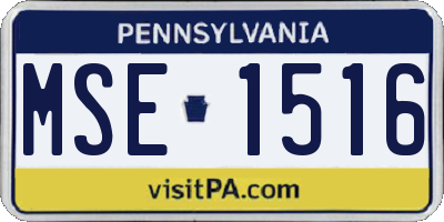 PA license plate MSE1516