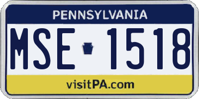 PA license plate MSE1518