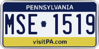 PA license plate MSE1519