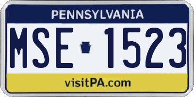 PA license plate MSE1523