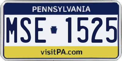 PA license plate MSE1525