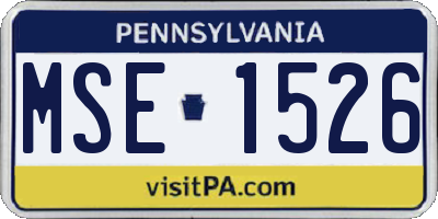 PA license plate MSE1526