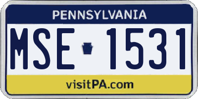 PA license plate MSE1531