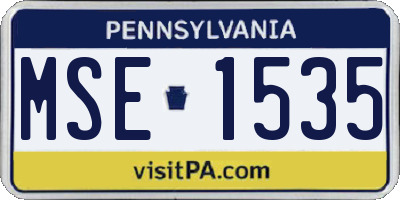 PA license plate MSE1535
