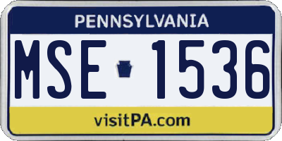 PA license plate MSE1536