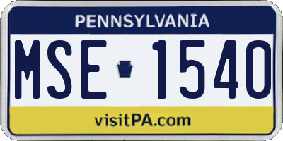 PA license plate MSE1540