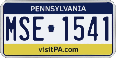 PA license plate MSE1541