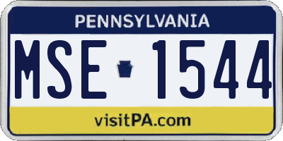 PA license plate MSE1544