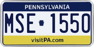 PA license plate MSE1550