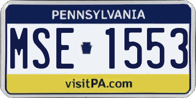 PA license plate MSE1553