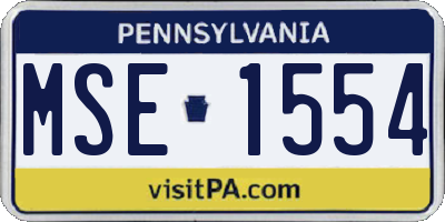PA license plate MSE1554