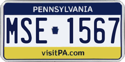 PA license plate MSE1567