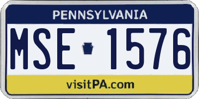 PA license plate MSE1576