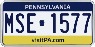 PA license plate MSE1577