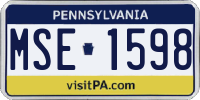 PA license plate MSE1598