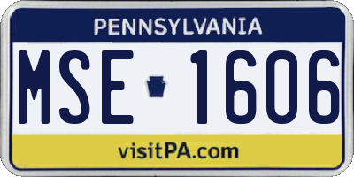 PA license plate MSE1606
