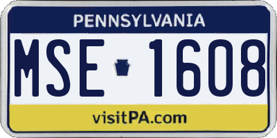 PA license plate MSE1608
