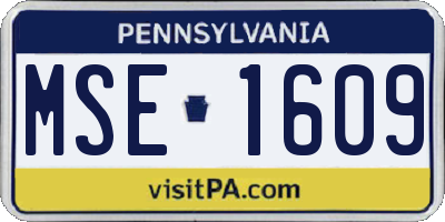 PA license plate MSE1609