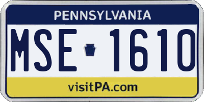 PA license plate MSE1610