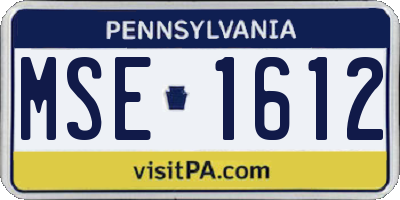 PA license plate MSE1612