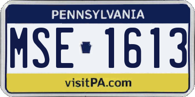 PA license plate MSE1613