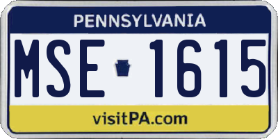 PA license plate MSE1615