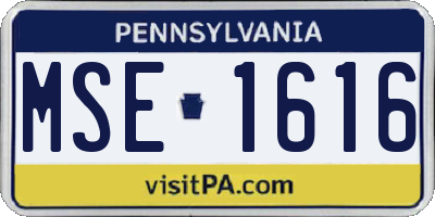 PA license plate MSE1616
