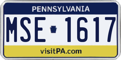 PA license plate MSE1617