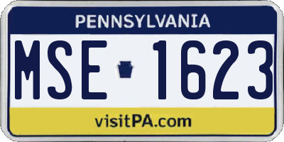 PA license plate MSE1623