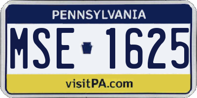 PA license plate MSE1625
