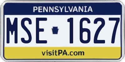PA license plate MSE1627