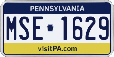 PA license plate MSE1629