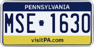 PA license plate MSE1630