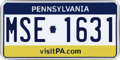 PA license plate MSE1631