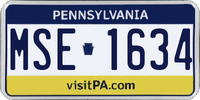 PA license plate MSE1634
