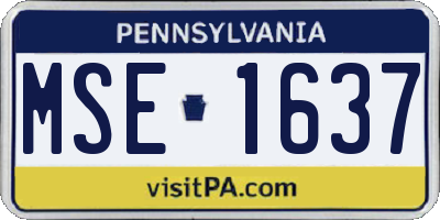 PA license plate MSE1637