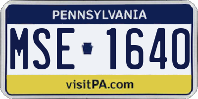 PA license plate MSE1640
