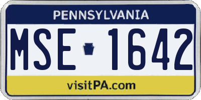 PA license plate MSE1642