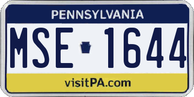 PA license plate MSE1644