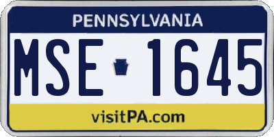 PA license plate MSE1645