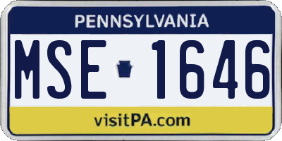 PA license plate MSE1646