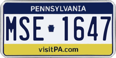 PA license plate MSE1647