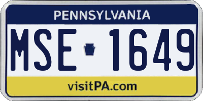 PA license plate MSE1649