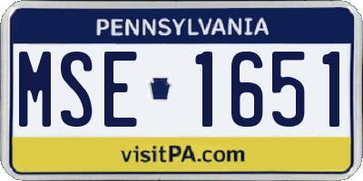 PA license plate MSE1651