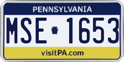 PA license plate MSE1653