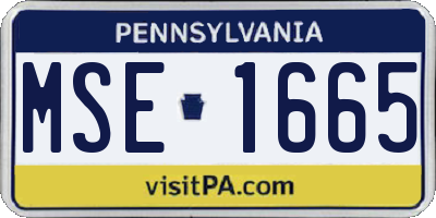 PA license plate MSE1665