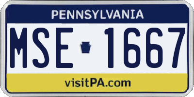 PA license plate MSE1667