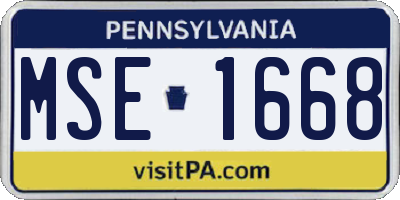 PA license plate MSE1668