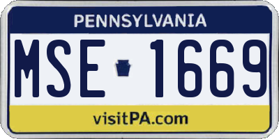 PA license plate MSE1669