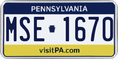 PA license plate MSE1670